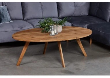 OAKY ELIPSE 140X90 ąžuolinis ovalus žurnalinis staliukas : Apdaila - Be apdailos, Aukštis - 48cm