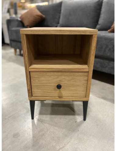 RETRO 35cm Ąžuolinė spintelė prie lovos metalinėmis kojelėmis : Apdaila - Be apdailos, Aukštis - 54cm