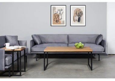 SELECT 110X60 ąžuolinis žurnalinis staliukas juodos kojos : Apdaila - Be apdailos, Stalviršio briauna - 2+2 cm