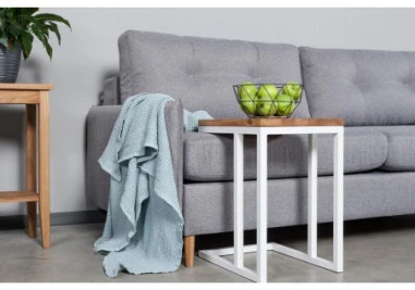 SELECT Baltas MIX ąžuolinis 35x45x55 šoninis staliukas : Apdaila - Aliejuota bespalviu linų sėmenų aliejumi