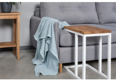 SELECT Baltas MIX ąžuolinis 35x45x55 šoninis staliukas : Apdaila - Aliejuota bespalviu linų sėmenų aliejumi