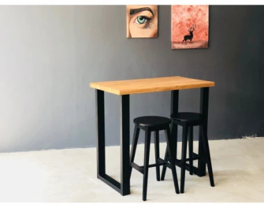 STOOL Juodas ąžuolinė baro (69cm) taburetė