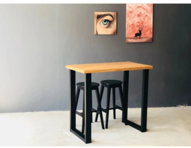 STOOL Juodas ąžuolinė baro (69cm) taburetė
