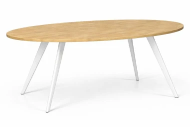 TORI ELIPSE Baltas 140x90 ąžuolinis ovalus stalas : Apdaila - Be apdailos