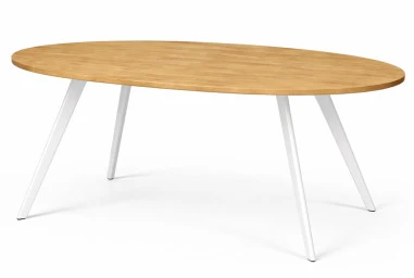TORI OVAL Baltas 160x100 ovalus ąžuolinis stalas : Apdaila - Aliejuota bespalviu linų sėmenų aliejumi