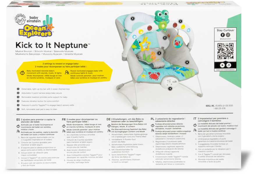 Baby Einstein Ocean BABY EINSTEIN grojantis gultukas KICK TO IT Neptune, 0 - 6 mėn., Mėlynas, 13102