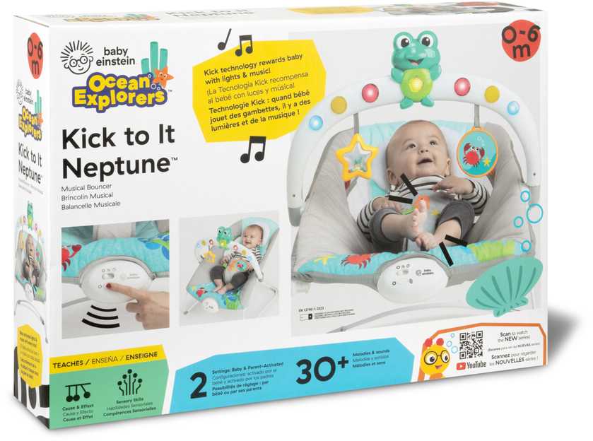Baby Einstein Ocean BABY EINSTEIN grojantis gultukas KICK TO IT Neptune, 0 - 6 mėn., Mėlynas, 13102