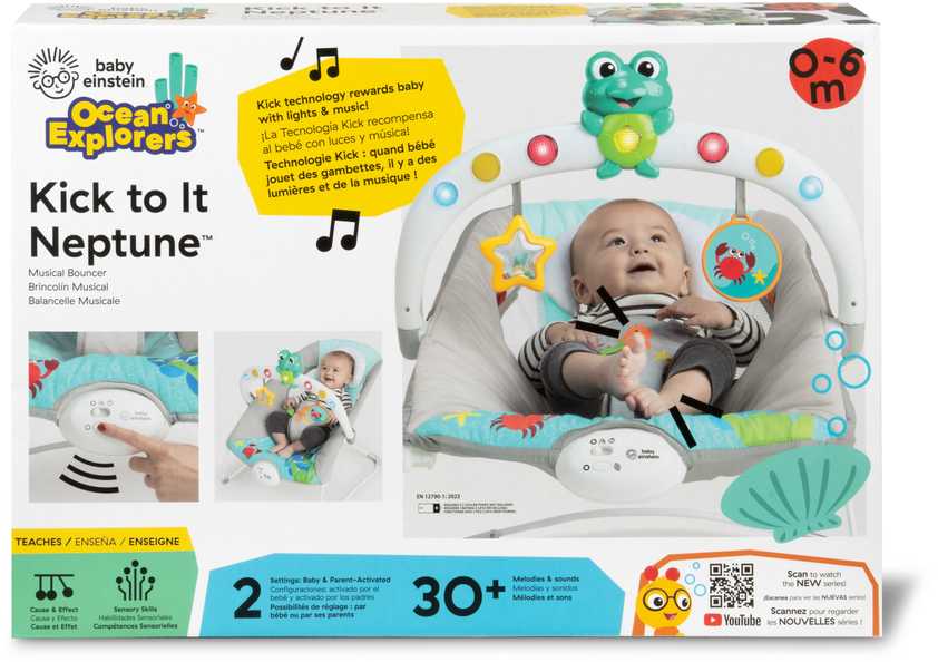 Baby Einstein Ocean BABY EINSTEIN grojantis gultukas KICK TO IT Neptune, 0 - 6 mėn., Mėlynas, 13102