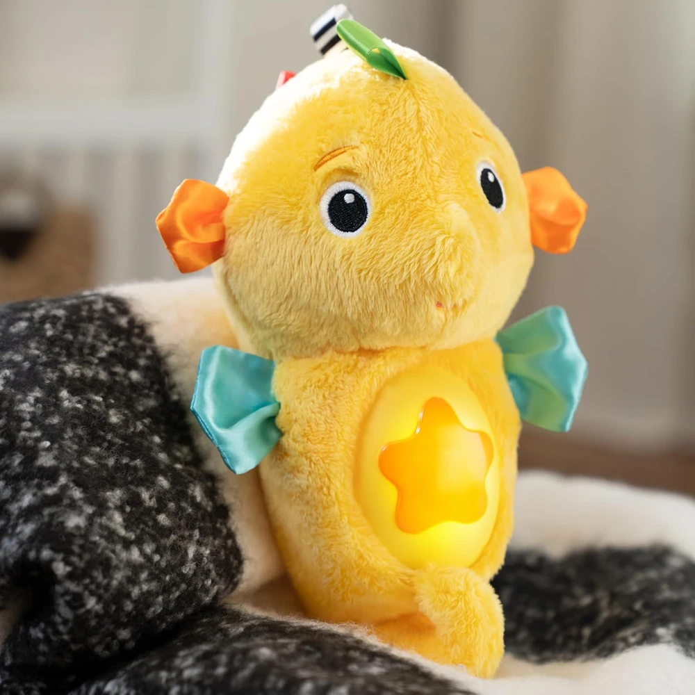 BABY EINSTEIN raminantis pliušinis žaislas Seahorse Soother, geltonas, 17400-000