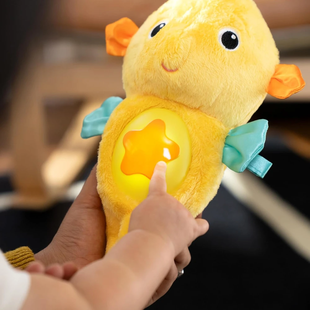 BABY EINSTEIN raminantis pliušinis žaislas Seahorse Soother, geltonas, 17400-000