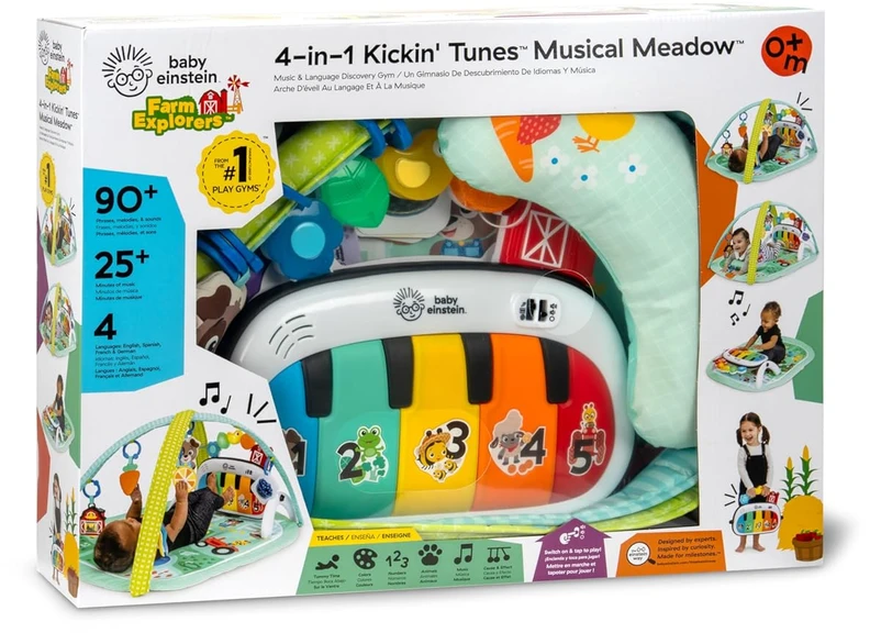 BABY EINSTEIN žaidimų kilimėlis 4-in-1 Kickin Tunes Musical Meadow, 17447