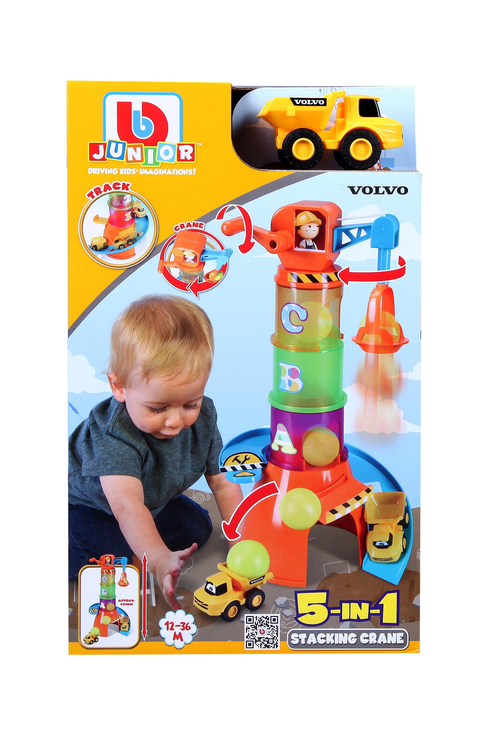 BB JUNIOR trasos rinkinys su automobiliu Volvo Stacking Crane, 16-88605
