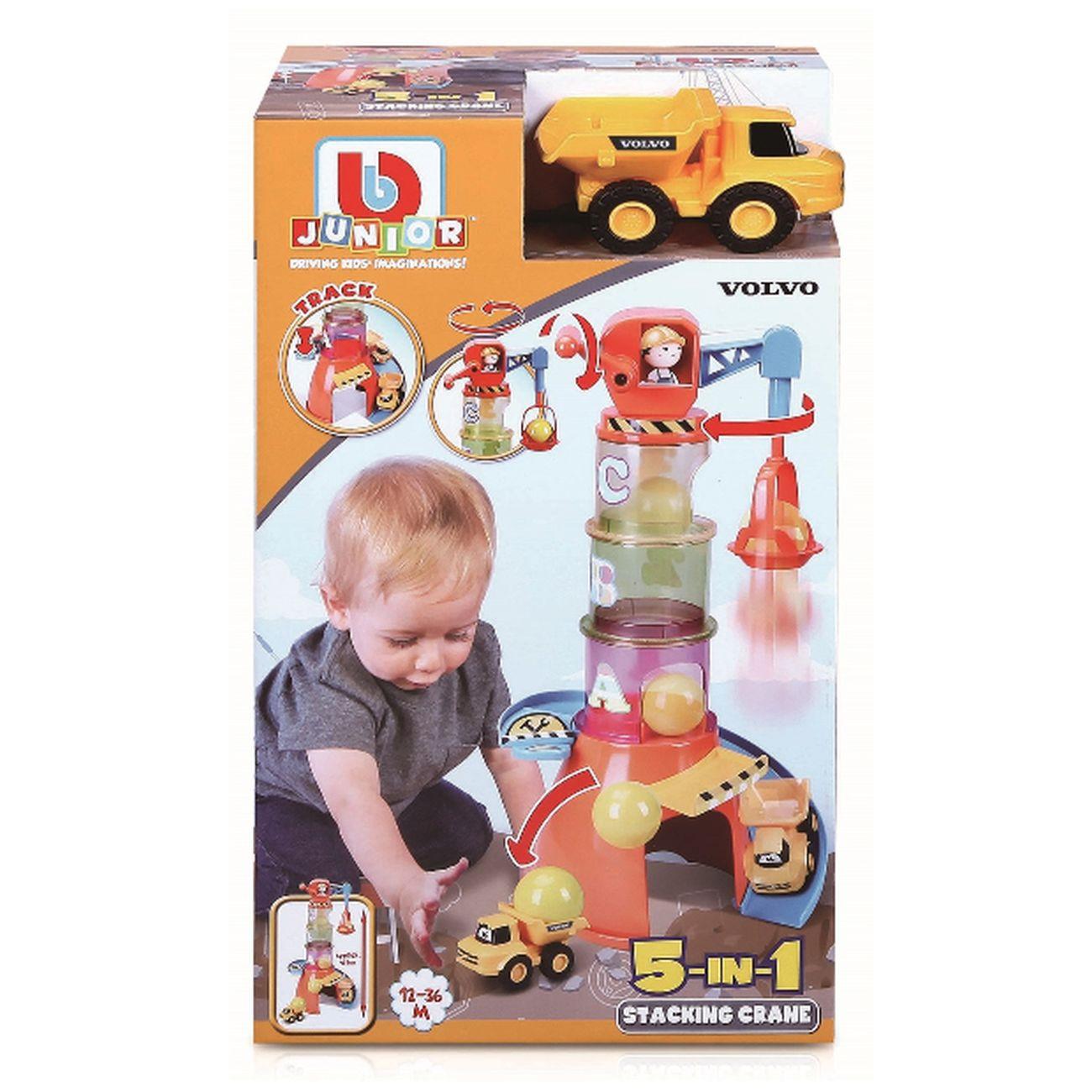 BB JUNIOR trasos rinkinys su automobiliu Volvo Stacking Crane, 16-88605