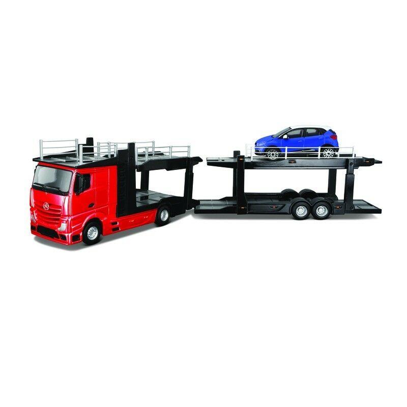 BBURAGO 1/43 Street Fire auto vilkikas Mercedes Benz Actros su automobiliu, asort., 18-31458