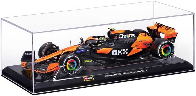 BBURAGO 1:24 automodelis su ekspozicine dėžute F1 McLaren MCL38, 18-28033 (Ekspozicinė prekė)