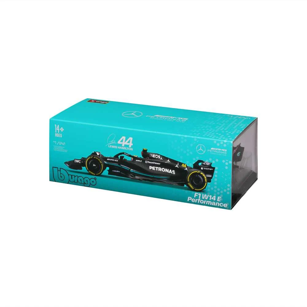 BBURAGO 1:24 automodelis su ekspozicine dėžute F1 Mercedes-AMG F1 W14 E Performance, 18-28028 (Ekspozicinė prekė)