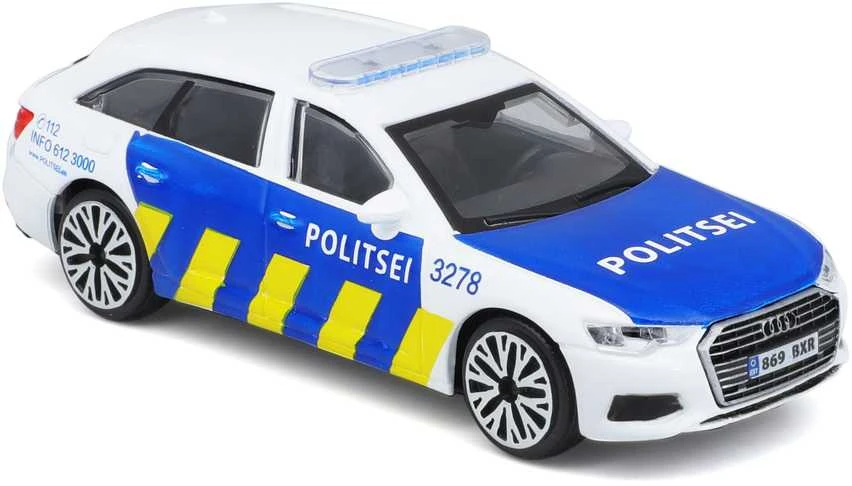 BBURAGO 1:43 automodelis Audi A6 Avant Estijos policija, 18-30415EE