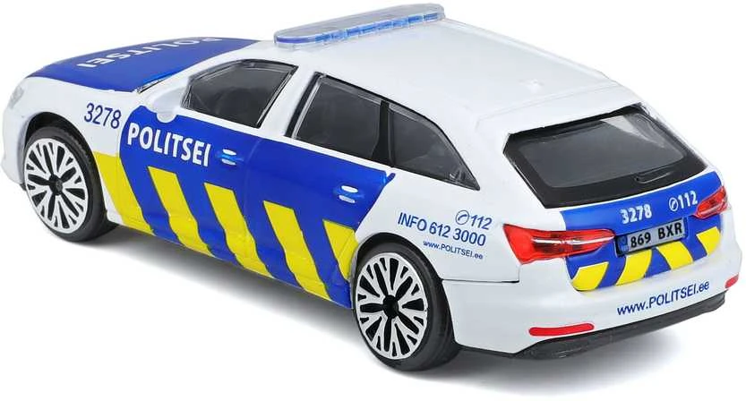 BBURAGO 1:43 automodelis Audi A6 Avant Estijos policija, 18-30415EE