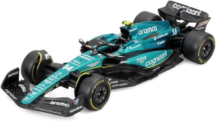 BBURAGO 1:43 automobilio modelis F1 Aston Martin Aramco Cognizant Team AMR23, 18-38090