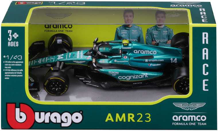 BBURAGO 1:43 lenktyninis automodelis Aston Martin AMR23 #14 Fernando Alonso, 18-38090