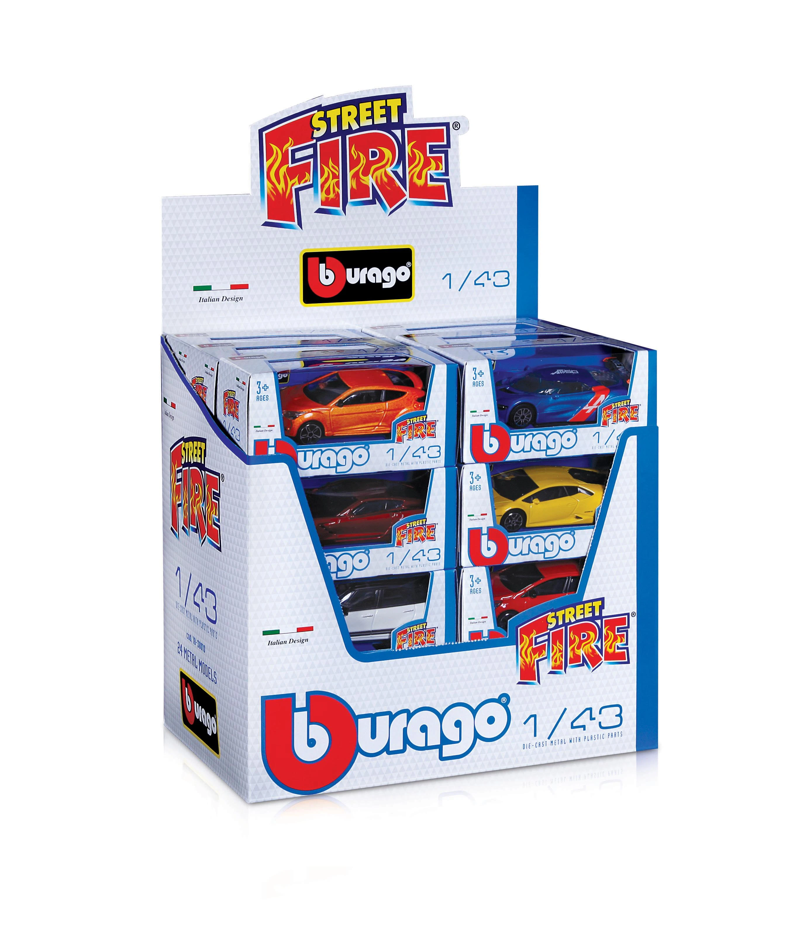 BBURAGO 1:43 trasos rinkinys Mega Dealer Showroom Street Fire, 18-30031