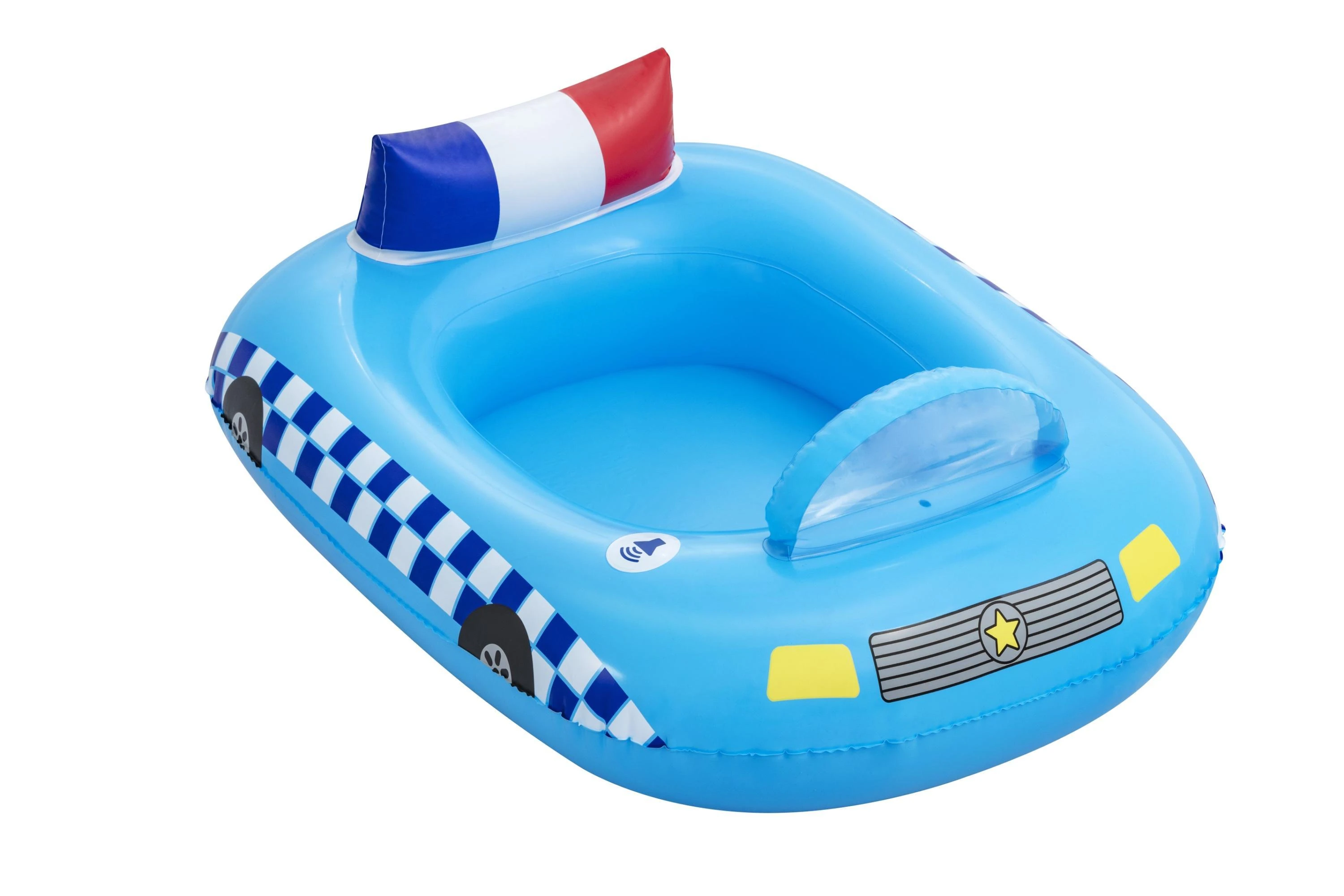 BESTWAY Funspeakers pripučiamas vaikiškas plaustas Police Car su garsu, 97cm x 74cm, 34153