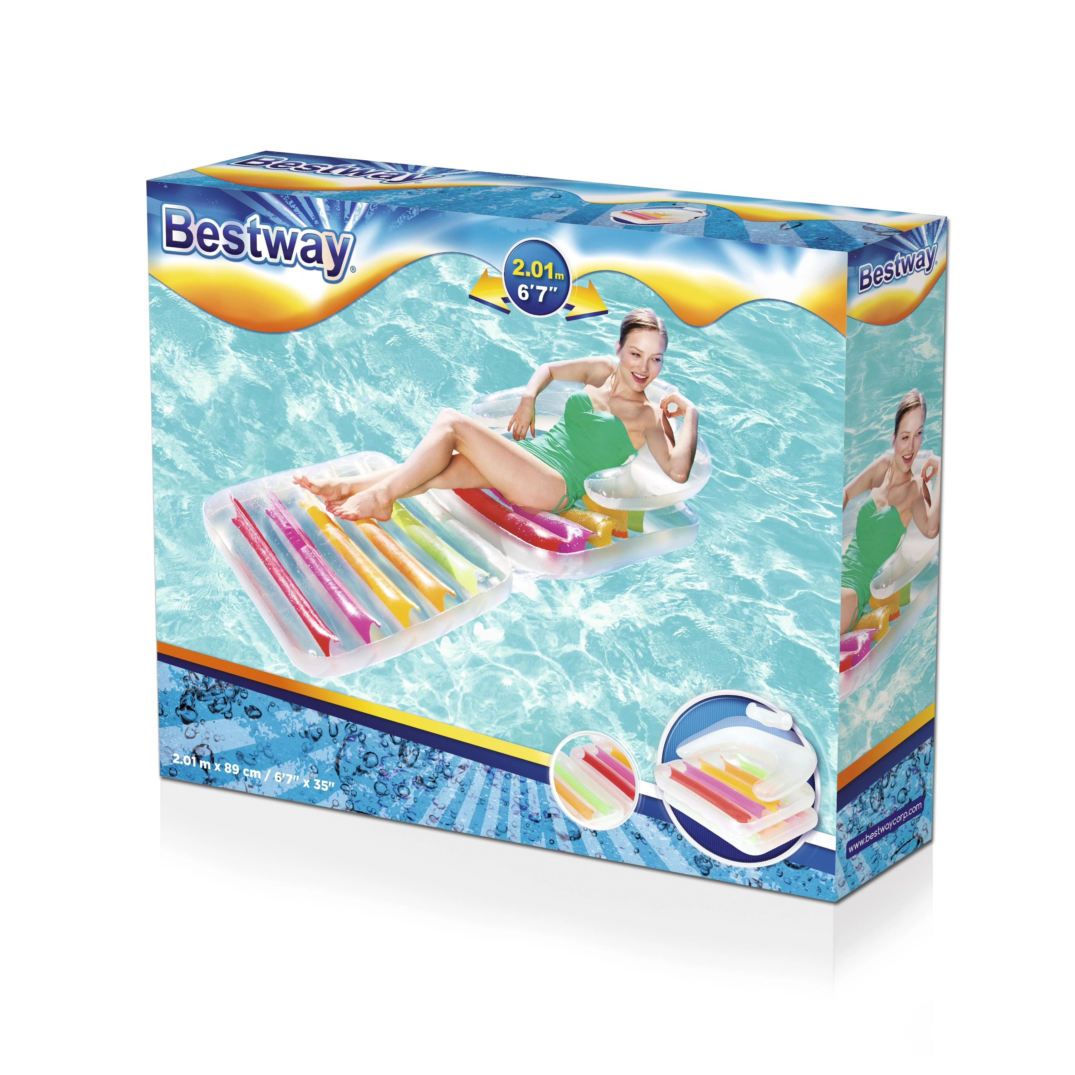 BESTWAY pripučiamas sulankstomas čiužinys High Fashion, 2.01m x 0.89m, 43023