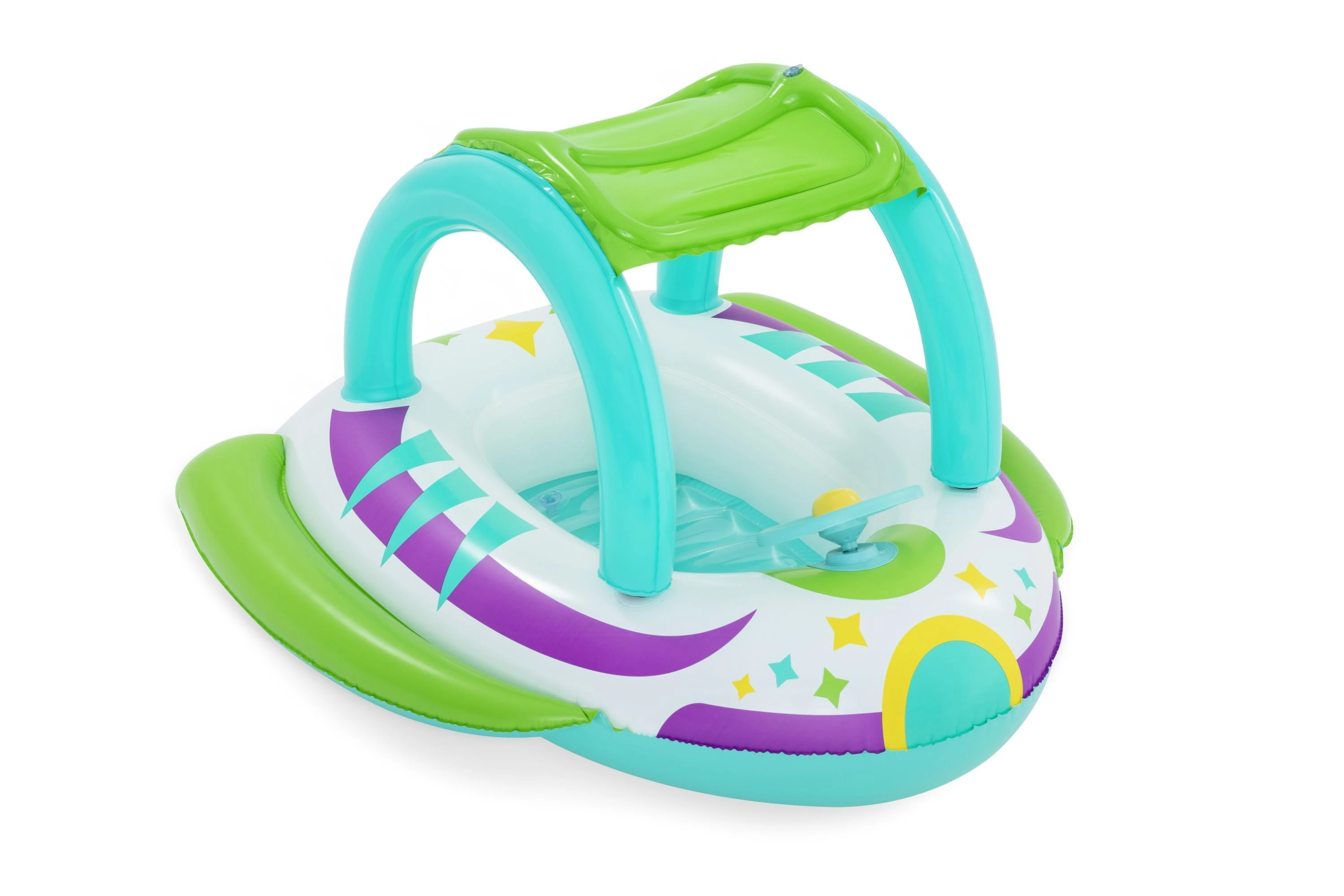 BESTWAY pripučiamas vaikiškas plaustas su stogeliu Space Splash, 1.07m x 1.12m, 34149