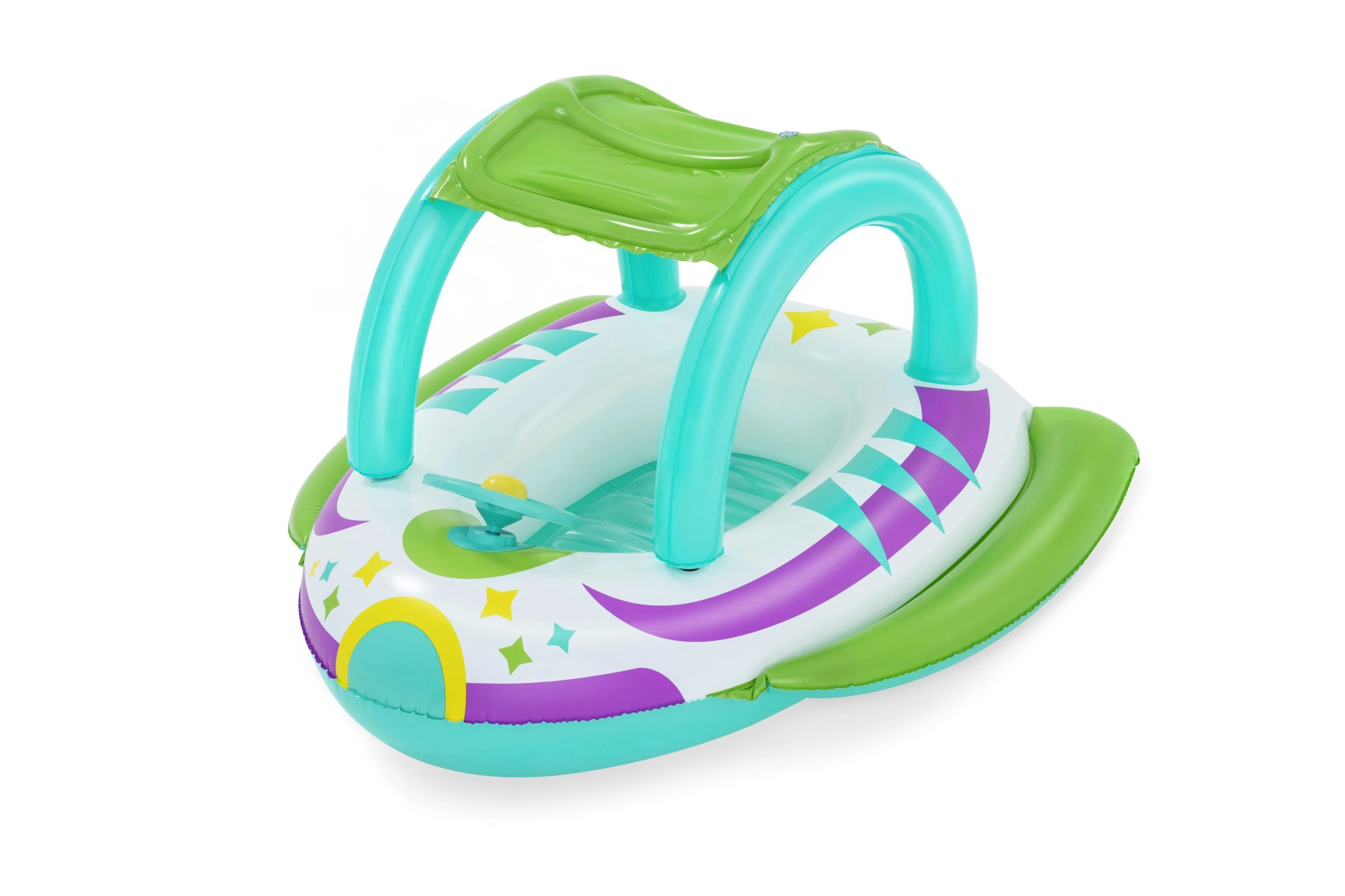 BESTWAY pripučiamas vaikiškas plaustas su stogeliu Space Splash, 1.07m x 1.12m, 34149