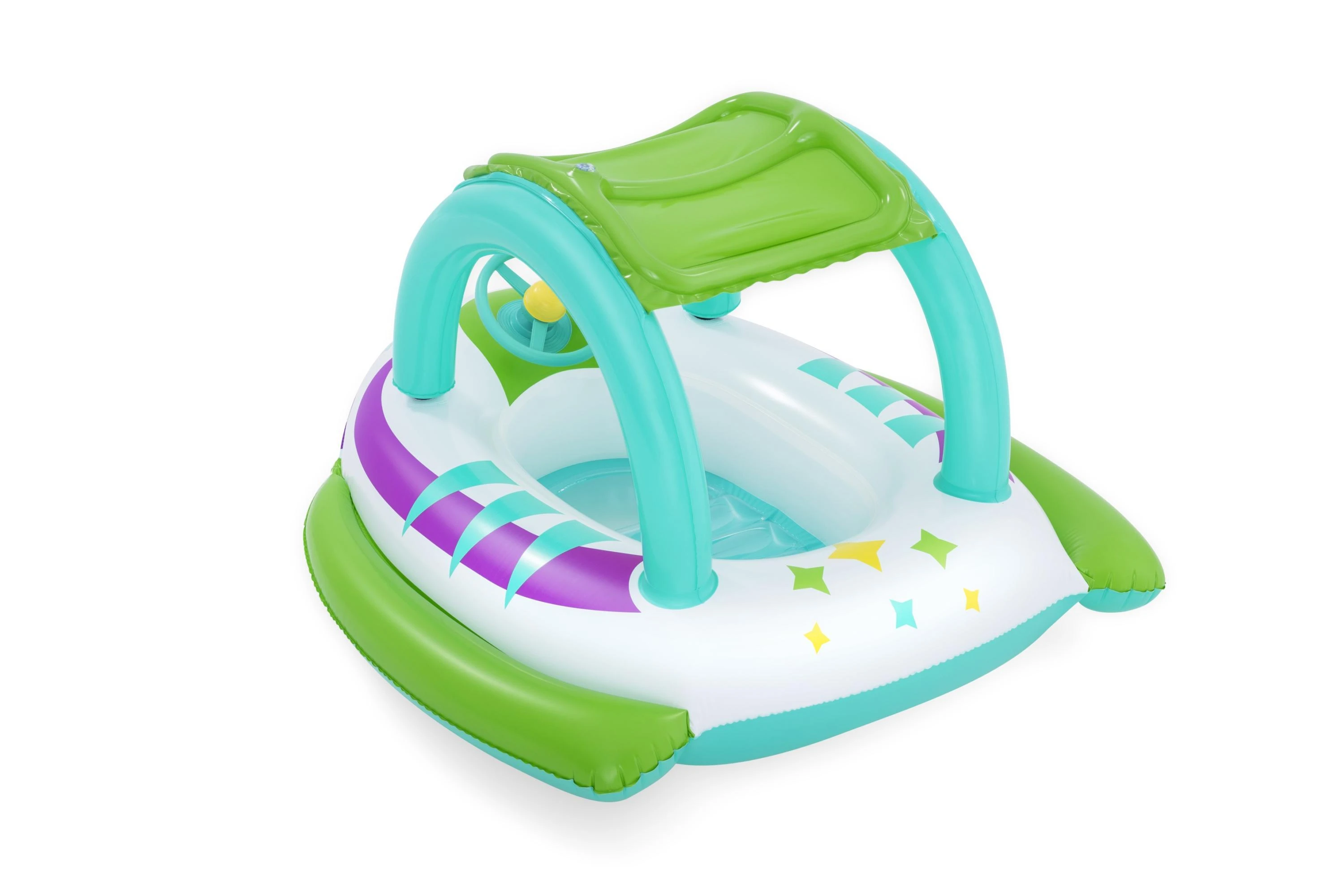 BESTWAY pripučiamas vaikiškas plaustas su stogeliu Space Splash, 1.07m x 1.12m, 34149