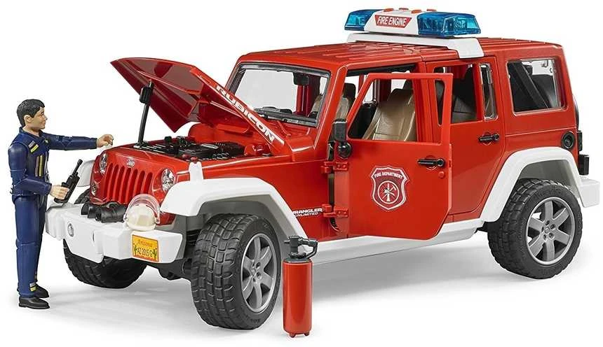 BRUDER 1:16 Jeep Wrangler gaisrinės automobilis su ugniagesiu, 02528