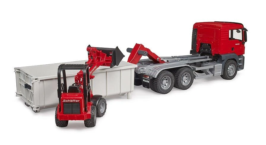 BRUDER 1:16 MAN TGS suknvežimis su konteineriu ir krautuvu, 03767