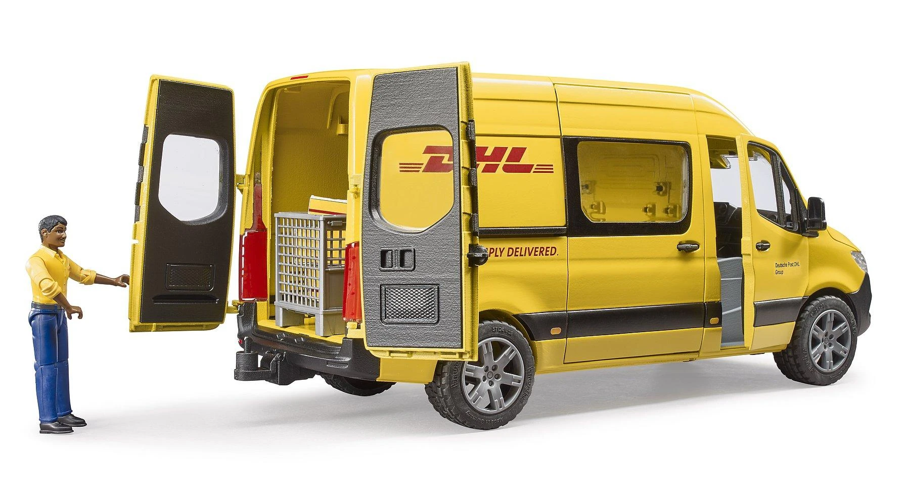 BRUDER 1:16 siuntų pristatymo furgonas MB Sprinter DHL su vairuotoju, 02671