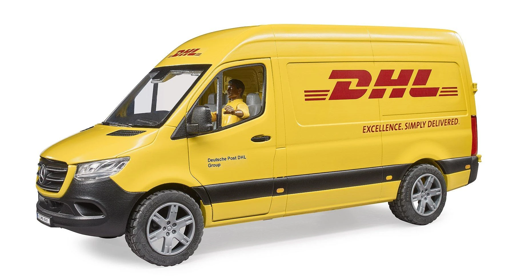 BRUDER 1:16 siuntų pristatymo furgonas MB Sprinter DHL su vairuotoju, 02671