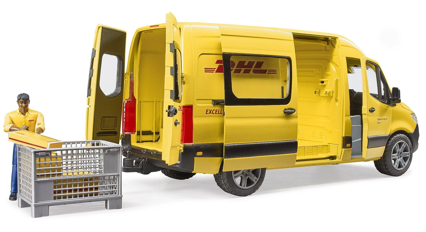 BRUDER 1:16 siuntų pristatymo furgonas MB Sprinter DHL su vairuotoju, 02671