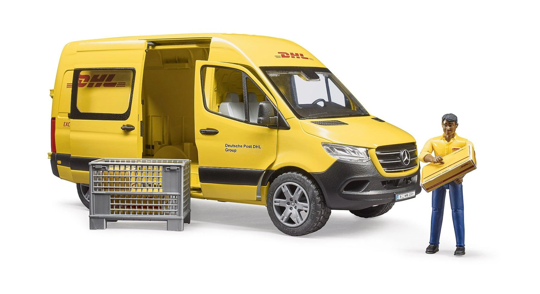 BRUDER 1:16 siuntų pristatymo furgonas MB Sprinter DHL su vairuotoju, 02671