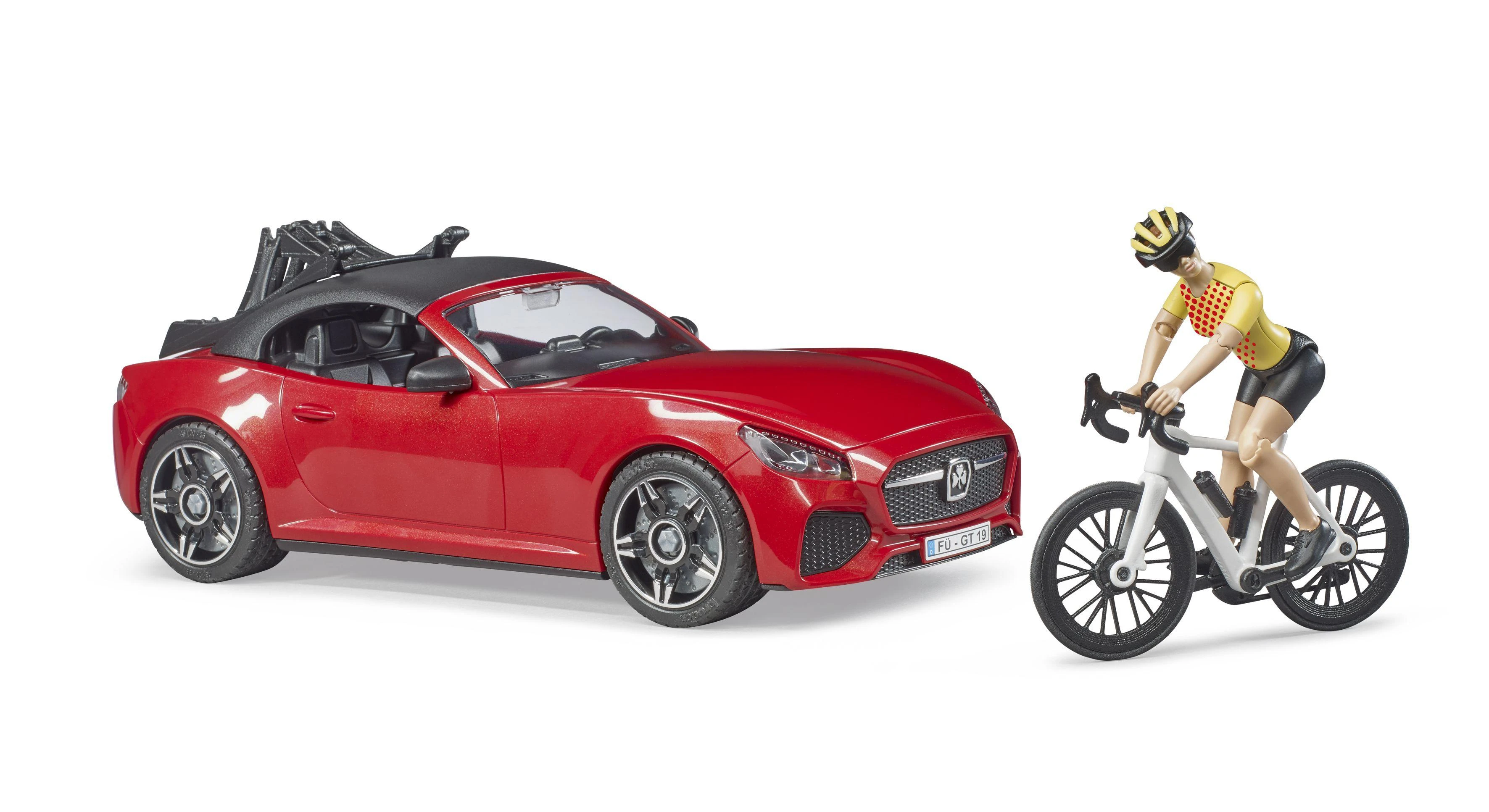 Bruder Ata BRUDER automobilis Roadster ir dviratininkas su kelių dviračiu, 03485