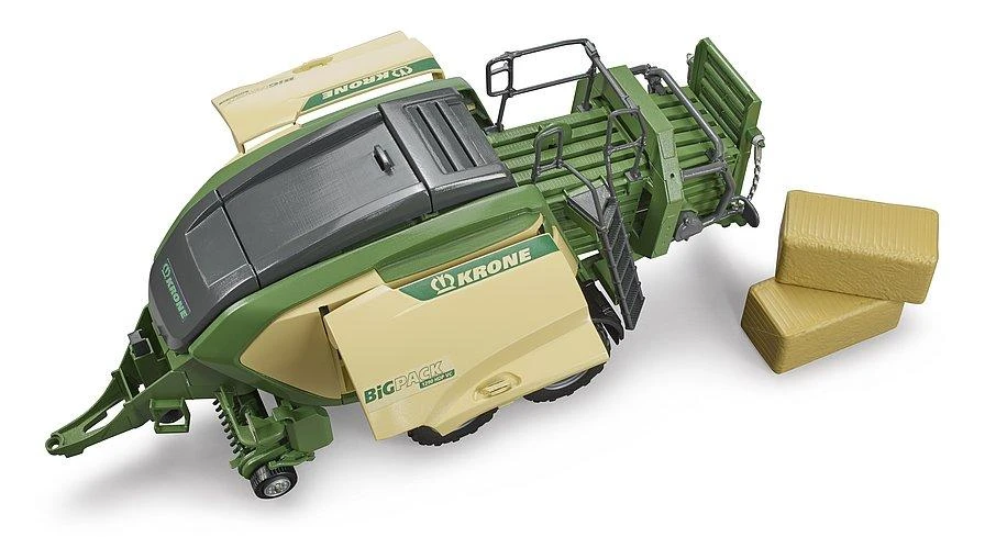 BRUDER Krone BigPack 1290HDP VC presas su dviem šieno ryšuliais, 02033
