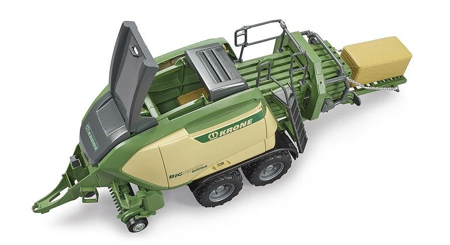 BRUDER Krone BigPack 1290HDP VC presas su dviem šieno ryšuliais, 02033