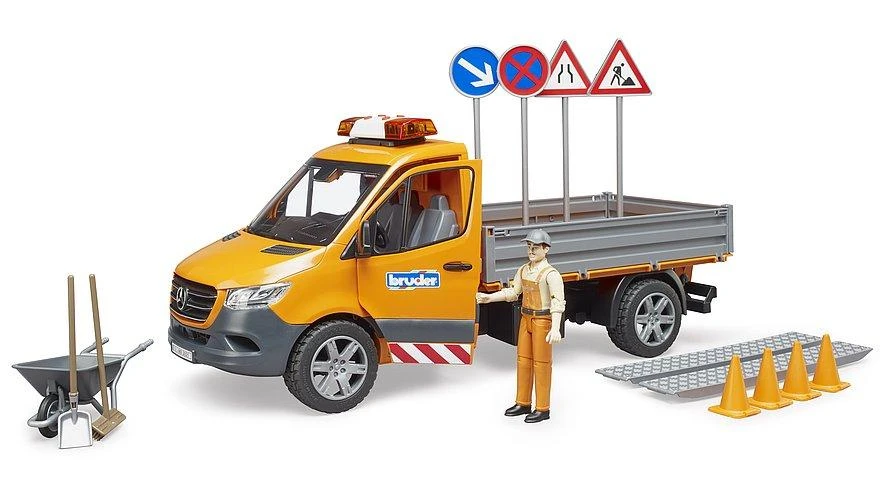 BRUDER MB Sprinter komunalinė transporto priemonė su vairuotoju ir priedais, 02677
