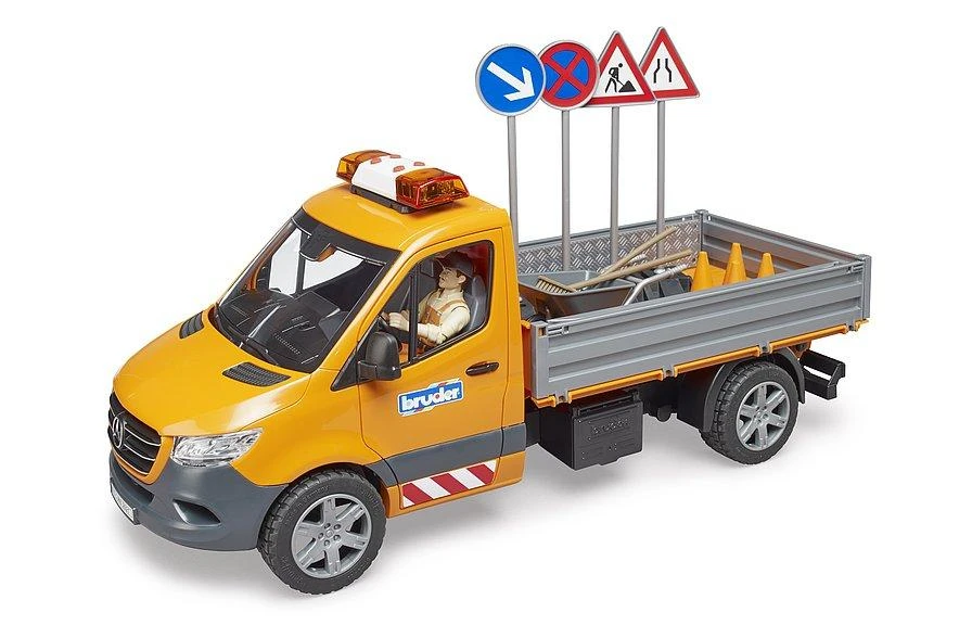 BRUDER MB Sprinter komunalinė transporto priemonė su vairuotoju ir priedais, 02677