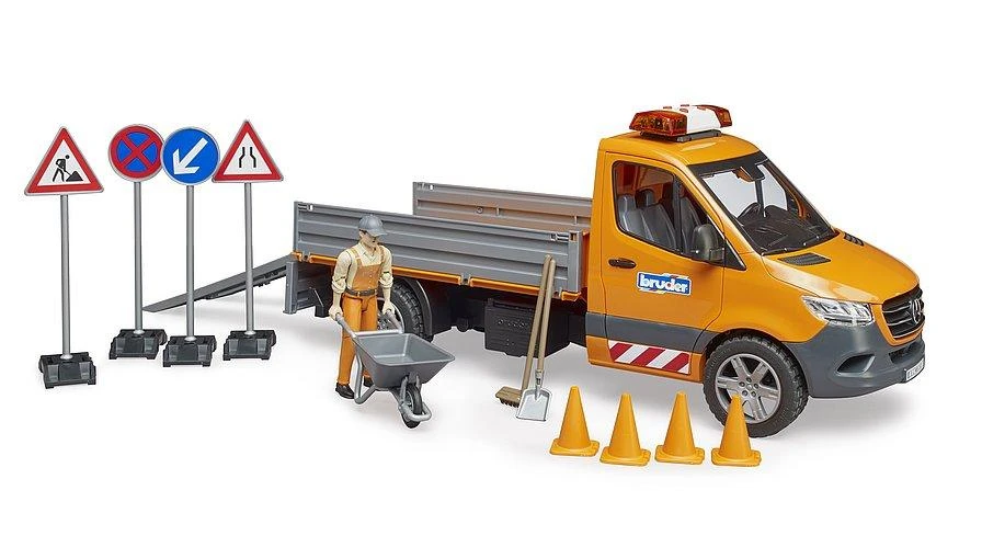 BRUDER MB Sprinter komunalinė transporto priemonė su vairuotoju ir priedais, 02677