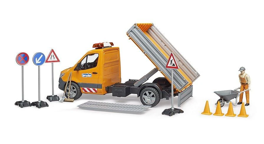 BRUDER MB Sprinter komunalinė transporto priemonė su vairuotoju ir priedais, 02677