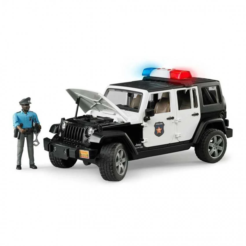 BRUDER policijos džipas Wrangler, su policininku ir priedais, 2526