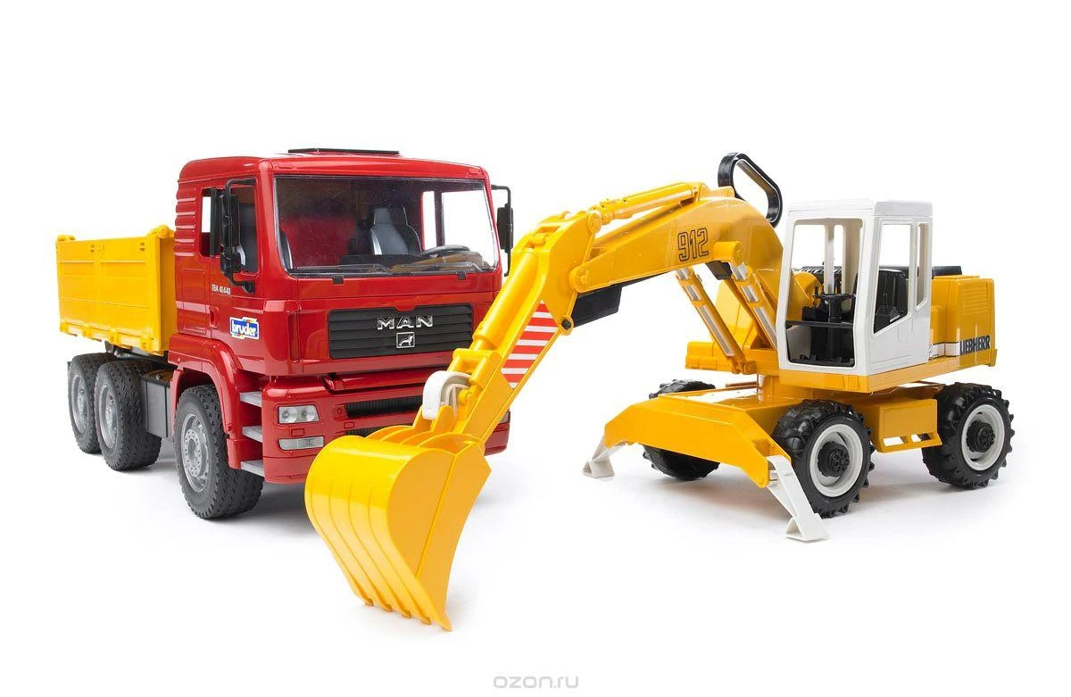 BRUDER statybinis sunkvežimis MAN TGA ir ekskavatorius Liebherr, 2751