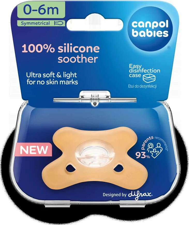 CANPOL BABIES 100% silikoninis simetrinis čiulptukas 0-6 mėn., 1 vnt., 24/001_ora