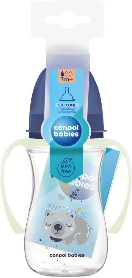 Buteliukas Canpol Babies 240 ml su rankenėlėmis ir koala