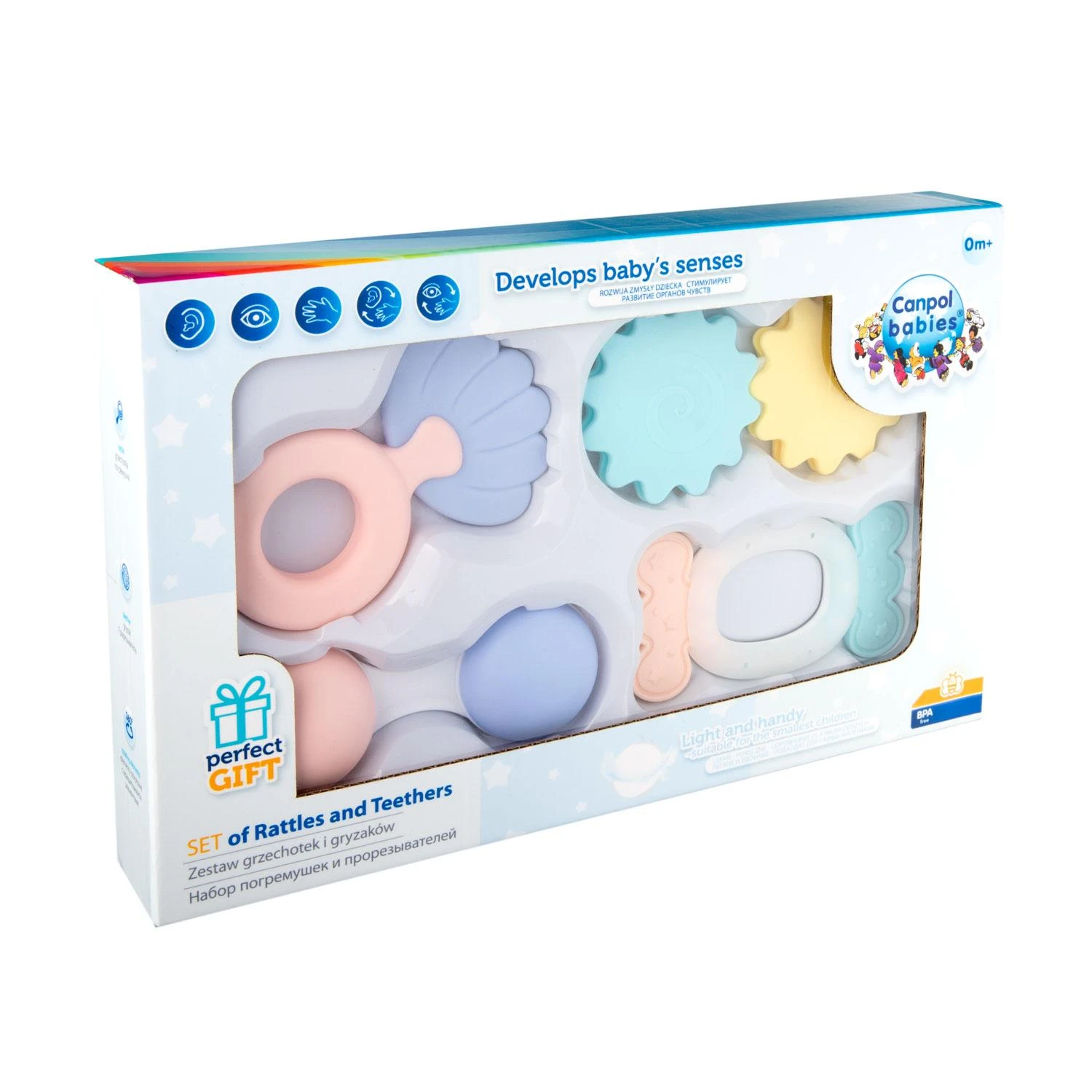 Canpol babies PASTEL barškučiai ir kramtukai dėžutėje