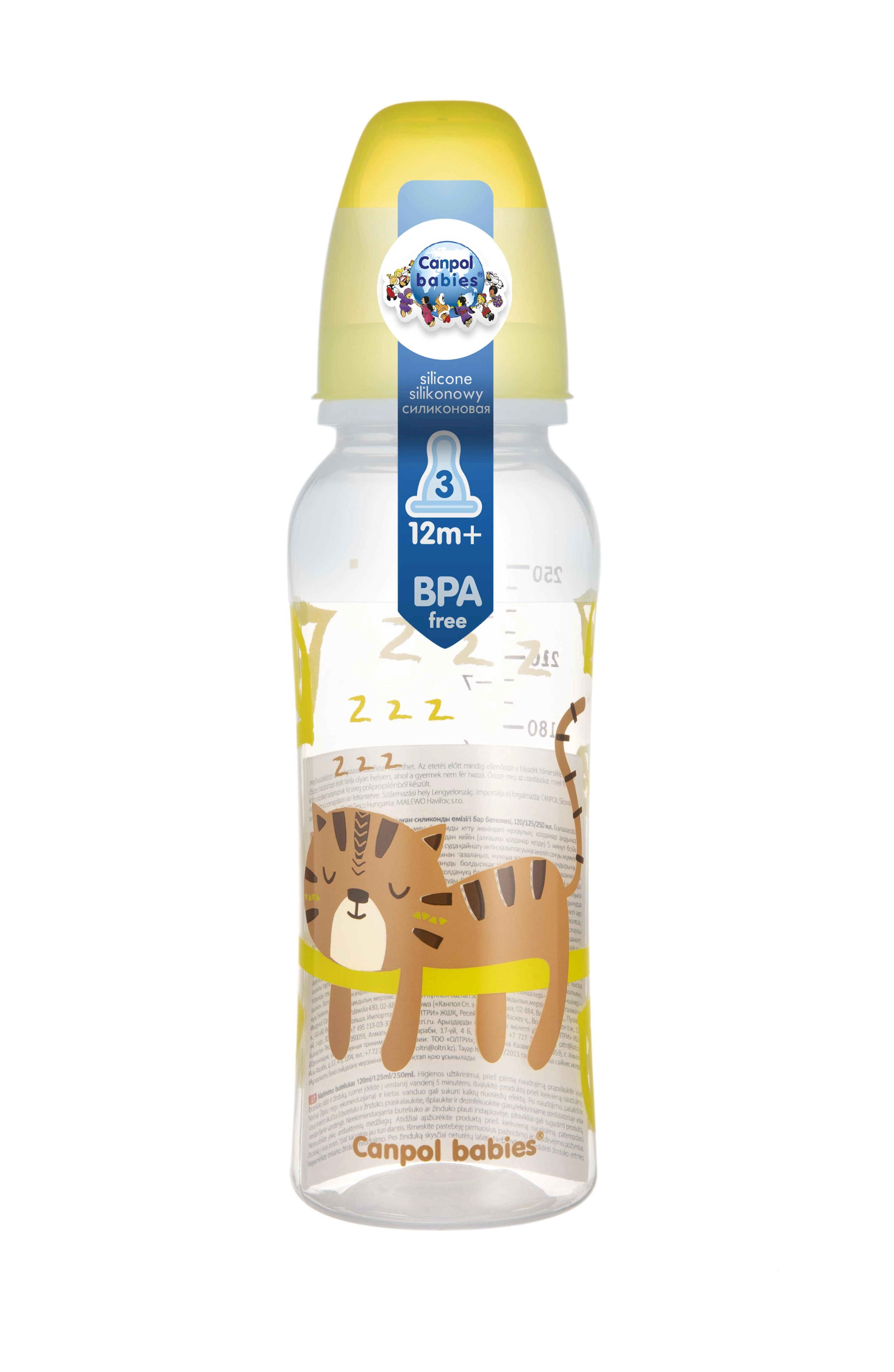 CANPOL BABIES buteliukas, transparent, 12 mėn+, 250 ml, 59/200