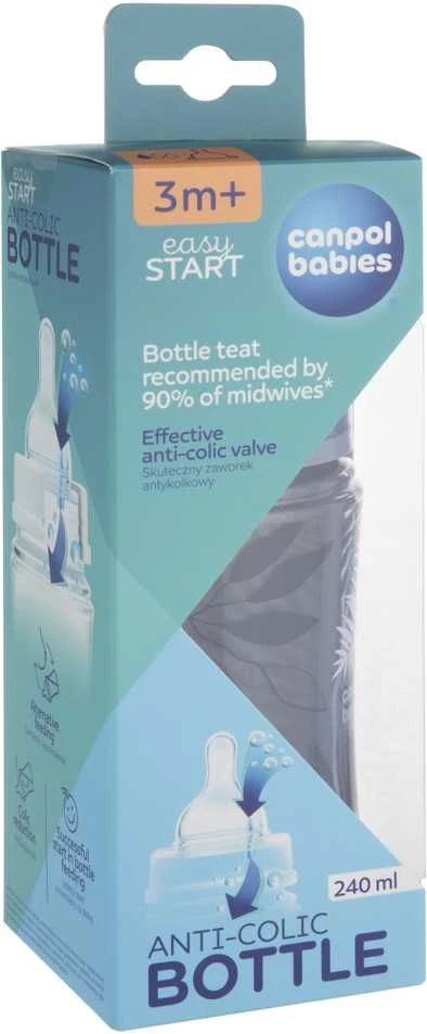 CANPOL BABIES EasyStart Anti-Colic buteliukas 240ml GOLD, 35/240_blu